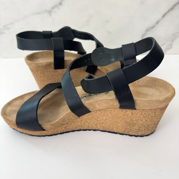 Birkenstock Papillio Womens Sibyl Strappy Sandal Size 7 Comfort Wedge Black - Picture 3 of 9